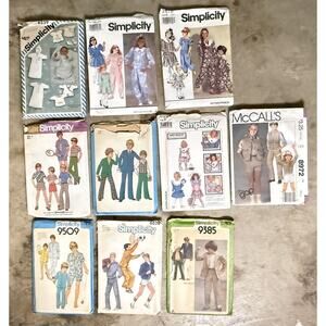Vintage 70s 80s Sewing Patterns Lot Simplicity McCall's Kids Toddler Retro Decor
